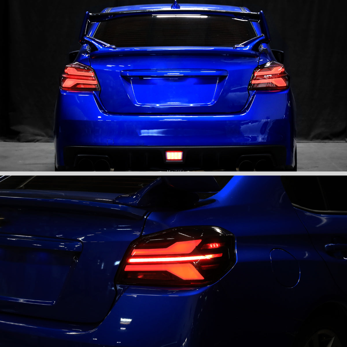 2015-2021 Subaru WRS STi Tail Light w/ Sequential LED Turn SignaL and LED Side Marker Brake Reverse (Glossy Black Housing / Clear Lens)