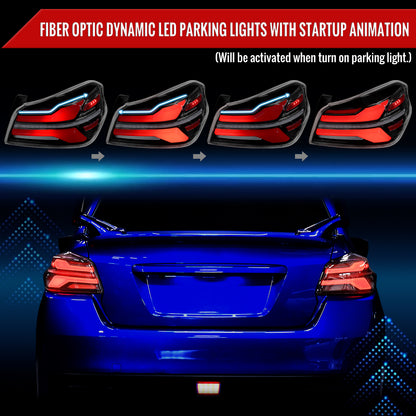 2015-2021 Subaru WRS STi Tail Light w/ Sequential LED Turn SignaL and LED Side Marker Brake Reverse (Glossy Black Housing / Clear Lens)