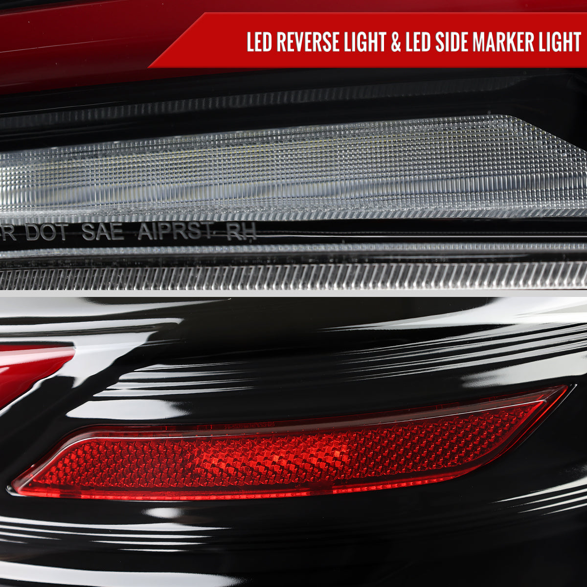 2015-2021 Subaru WRS STi Tail Light w/ Sequential LED Turn SignaL and LED Side Marker Brake Reverse (Glossy Black Housing / Clear Lens)