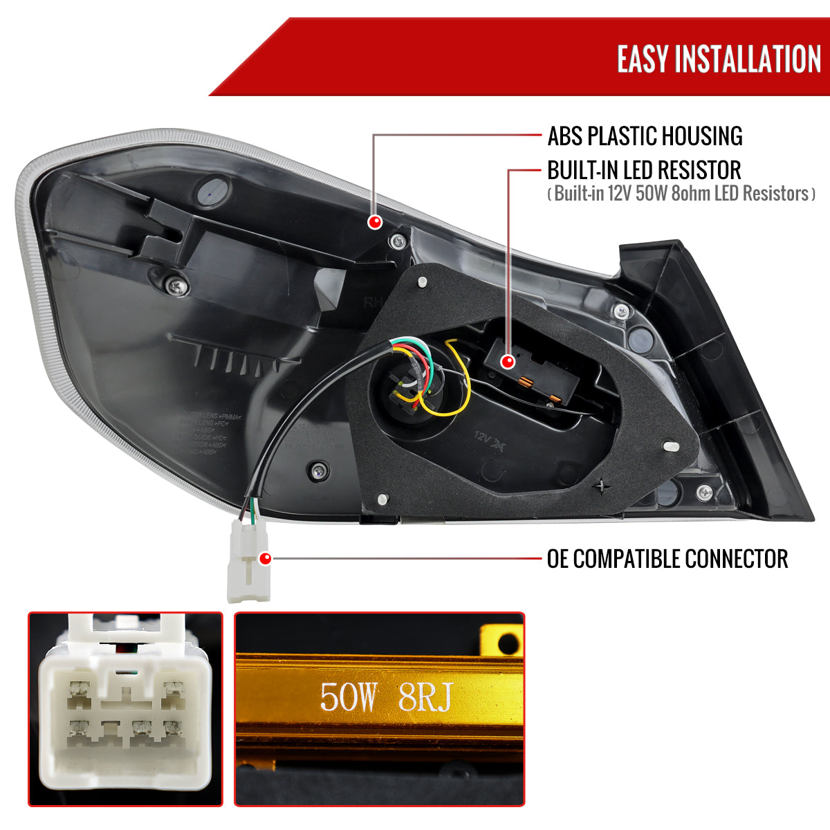 2015-2021 Subaru WRS STi Tail Light w/ Sequential LED Turn SignaL and LED Side Marker Brake Reverse (Glossy Black Housing / Clear Lens)