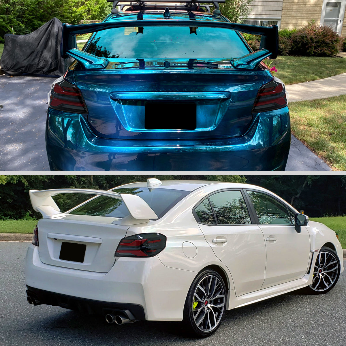 2015-2021 Subaru WRS STi Tail Light w/ Sequential LED Turn SignaL and LED Side Marker Brake Reverse (Glossy Black Housing / Clear Lens)