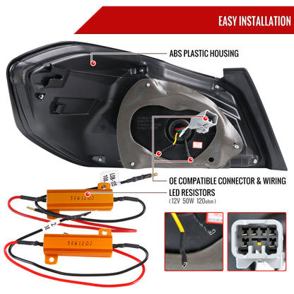 2015-2021 Subaru WRX  Sequential Red Bar LED Tail Lights (Jet Black Housing/Clear Lens)