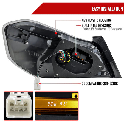 2015-2021 Subaru WRS STi Tail Light w/ Sequential Turn Signal LED Strip and LED Side Marker Brake Reverse (Matte Black Housing / Smoked Lens)