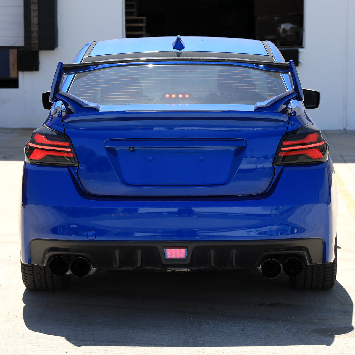 2015-2021 Subaru WRS STi Tail Light w/ Sequential Turn Signal LED Strip and LED Side Marker Brake Reverse (Matte Black Housing / Smoked Lens)