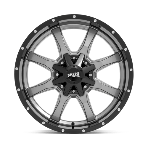 Moto Metal MO970 Gloss Gray Center W/ G-blk Lip 20x10 -24 6x135|6x139.7mm 106.1mm