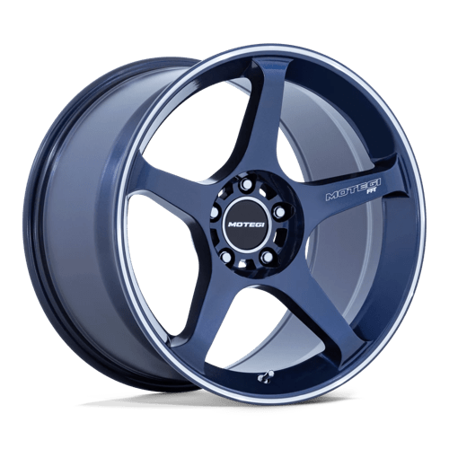 Motegi MR159 BATTLE V Obsidian Blue Mach Lip Stripe 18x10.5 +25 5x120mm 74.1mm