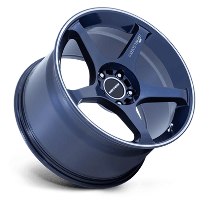 Motegi MR159 BATTLE V Obsidian Blue Mach Lip Stripe 18x10.5 +25 5x120mm 74.1mm