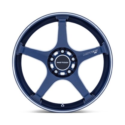 Motegi MR159 BATTLE V Obsidian Blue Mach Lip Stripe 17x8.5 +30 5x100mm 56.2mm