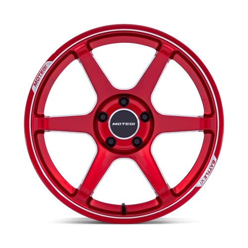 Motegi MR160 BATTLE VI Cherry Red Metallic W/ Mch Lip 18x10.5 +25 5x114.3mm 72.6mm