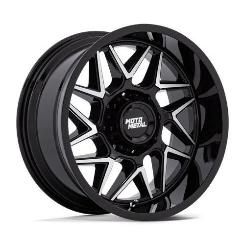 Moto Metal MO812 TURBINE Gloss Black W/ Machined Face 20x9 +20 6x139.7mm 106.1mm