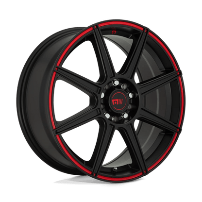 Motegi MR142 CS8 Satin Black W/ Red Stripe 17x7 +40 4x100|4x114.3mm 72.6mm
