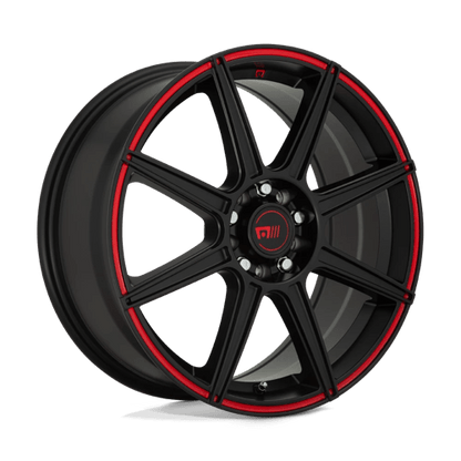 Motegi MR142 CS8 Satin Black W/ Red Stripe 17x7 +40 4x100|4x108mm 72.6mm