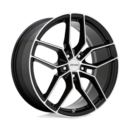 Petrol P5C Gloss Black W/ Mach Cut Face 19x8 +40 5x115mm 76.1mm