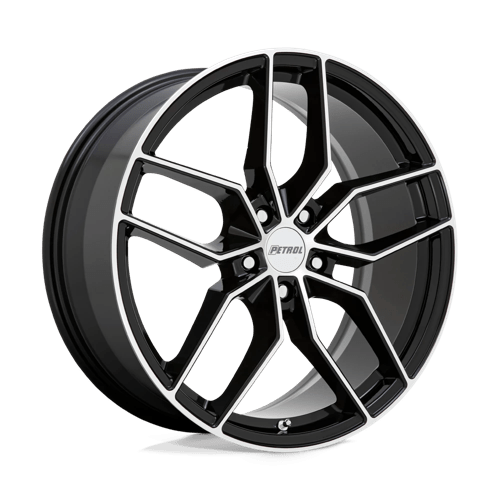 Petrol P5C Gloss Black W/ Mach Cut Face 19x8 +40 5x112mm 66.6mm