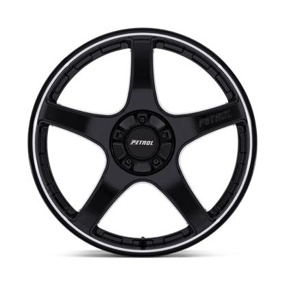 Petrol PE003 P2E Gloss Black W/ Machined Lip 18x8 +35 5x112|5x120mm 74.1mm
