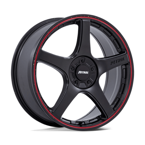 Petrol PE003 P2E Matte Black W/ Red Lip 18x8 +35 Custom 72.6mm