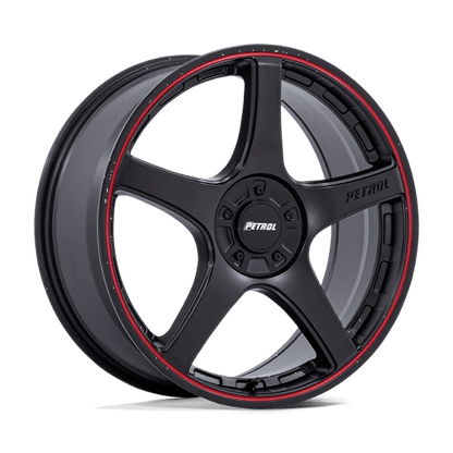Petrol PE003 P2E Matte Black W/ Red Lip 18x8 +35 Custom 72.6mm