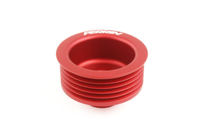 Red alternator pulley designed for 2006-2014 Subaru WRX, STI, Outback XT, and Legacy GT performance upgrades.