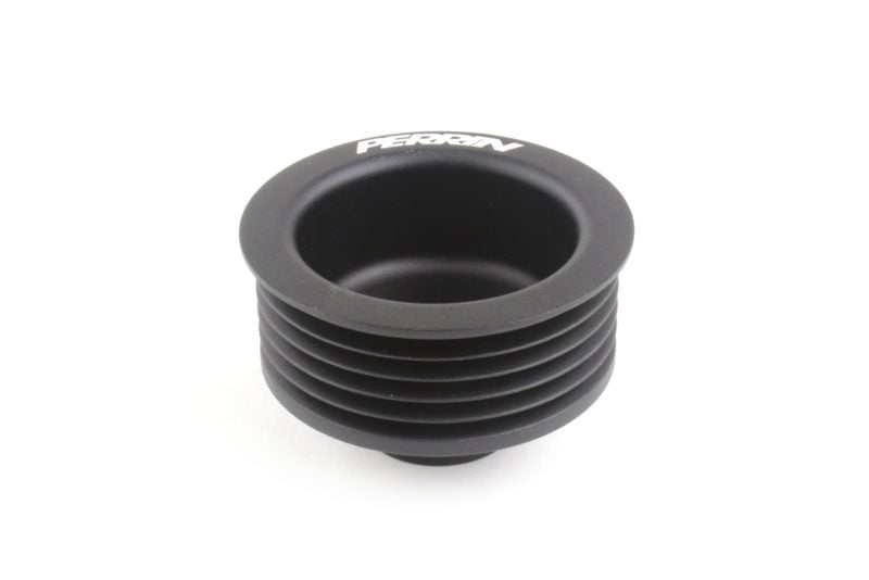 Black alternator pulley designed for FA/FB engines, featuring a ribbed exterior and PERRIN branding on top.