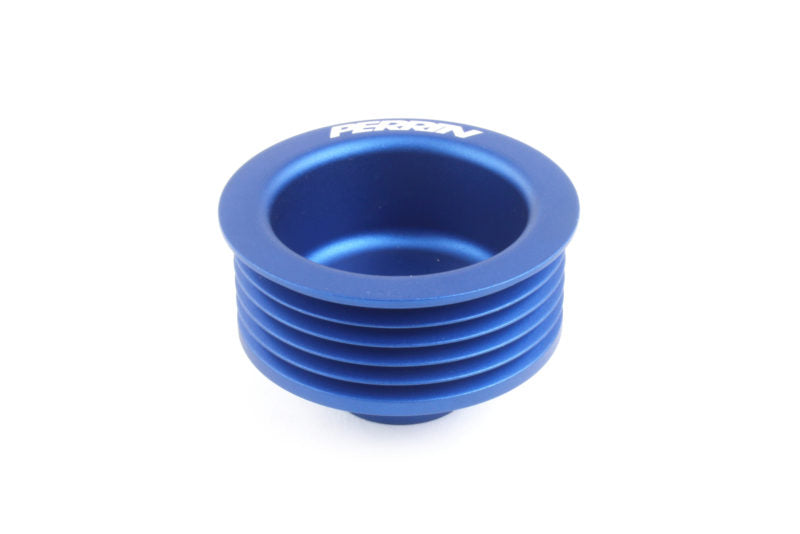 Blue alternator pulley designed for FA/FB engines, featuring a ribbed exterior and Perrin branding on top.