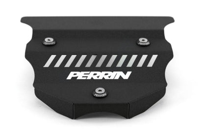 Engine cover for BRZ/GR86 featuring a sleek black design with silver stripes and Perrin branding.