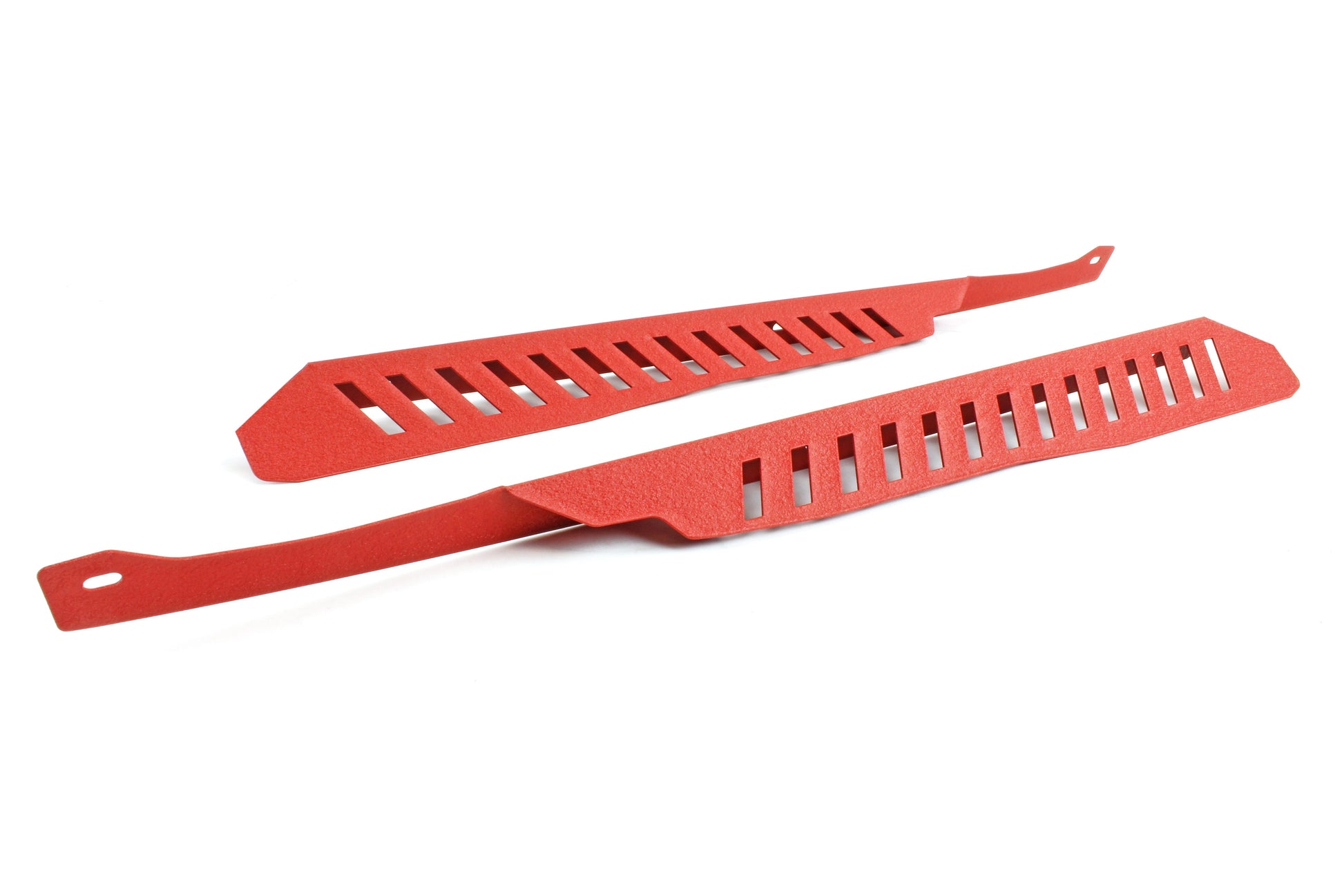 Fender shrouds for 2008-2014 WRX/STI and Impreza, featuring a sleek red design with ventilation slots.