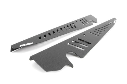 Fender shrouds for 2015-2021 WRX/STI, designed for improved airflow and engine aesthetics. Durable black finish.