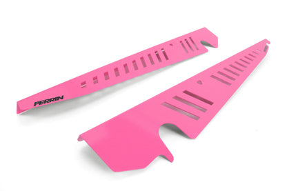 Fender shrouds for 2015-2021 WRX/STI in vibrant pink, designed for enhanced performance and style.