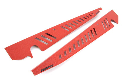 Fender shrouds for 2015-2021 WRX/STI in vibrant red, designed for enhanced performance and style.