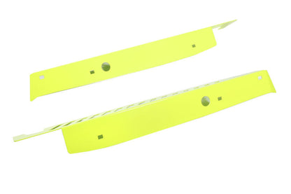 Bright yellow Fender shrouds designed for enhanced protection and styling in off-road vehicles.