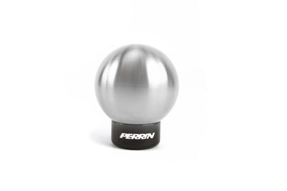 Perrin shift knob for manual transmission 2013-2025 BRZ, FR-S, 86, GR86 with a sleek silver design and black base.