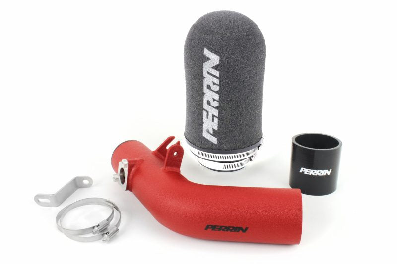 Cold air intake system for 2016-2017 Subaru STI, featuring a red intake pipe and gray filter for improved performance.