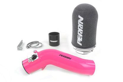 Cold air intake system for 2018-2021 Subaru STI, featuring a pink intake pipe and high-flow air filter.