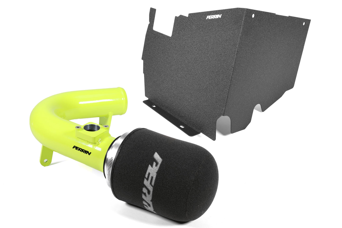 PERRIN neon yellow cold air intake with heatshield for 2022-2025 WRX - complete kit with foam filter.