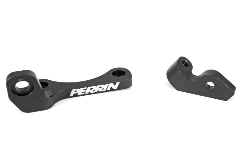Top mount intercooler bracket set featuring durable black finish and Perrin branding for enhanced performance and stability.