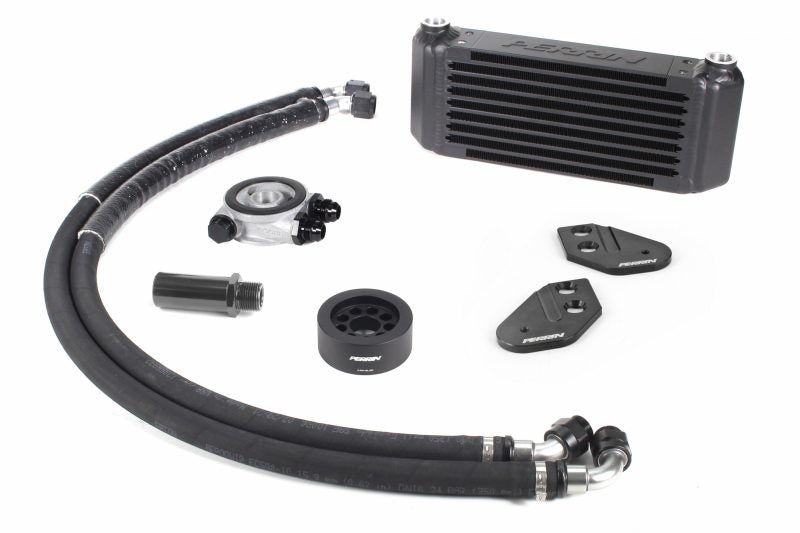 Oil cooler full kit for BRZ/FR-S/86/GR86, featuring hoses, fittings, and an aluminum cooler for enhanced engine performance.
