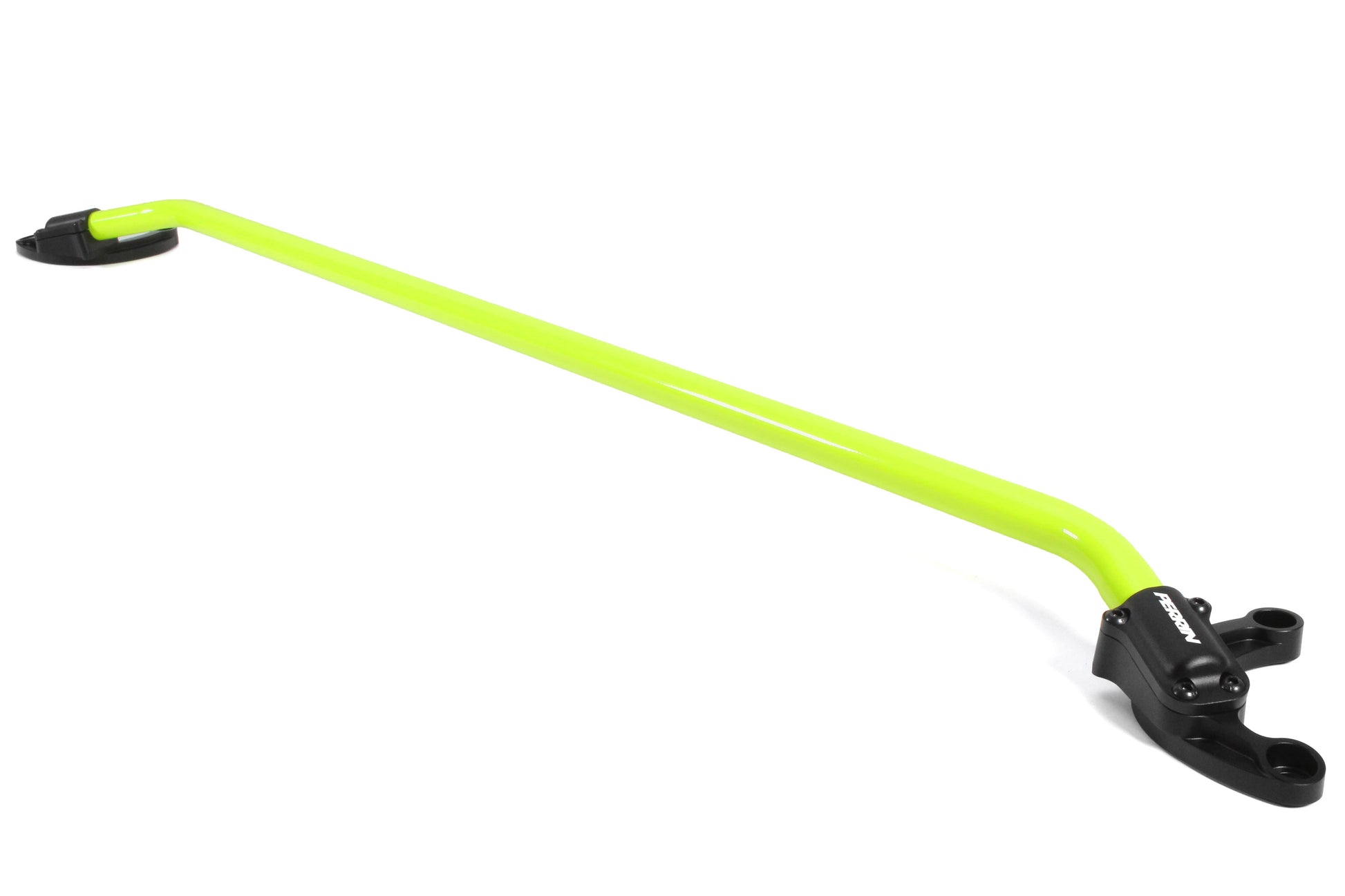 PERRIN neon yellow front strut tower brace for 2022-2025 WRX - 4130 Cro-Moly tubing with aluminum feet.