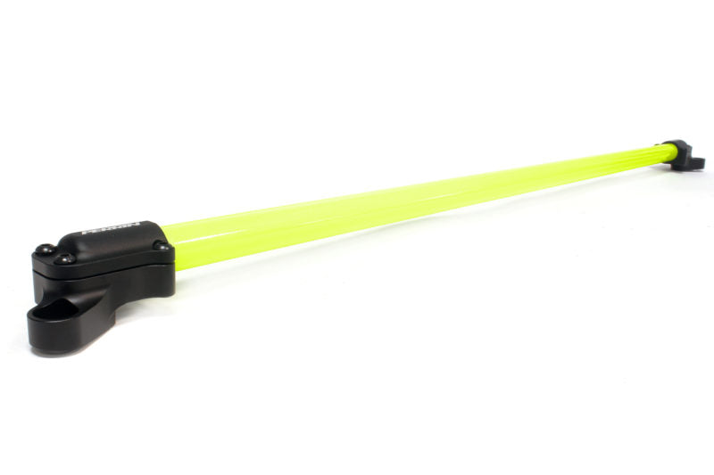 Bright yellow strut brace designed for BRZ, FR-S, 86, and GR86 models, enhancing vehicle stability and handling.