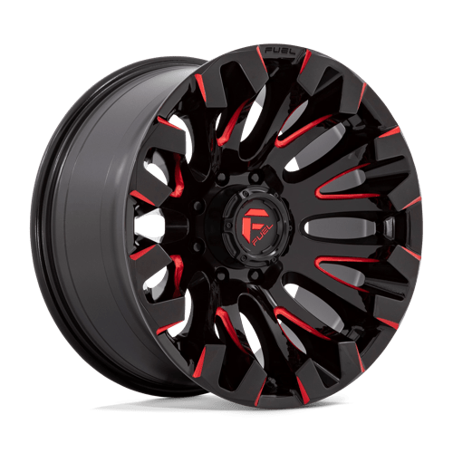 Fuel Offroad D829 QUAKE Gloss Black Milled Red Tint 20x10 -18 8x180mm 124.2mm