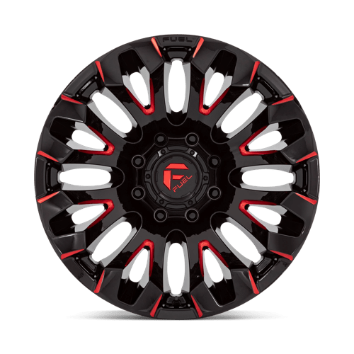 Fuel Offroad D829 QUAKE Gloss Black Milled Red Tint 20x10 -18 8x180mm 124.2mm
