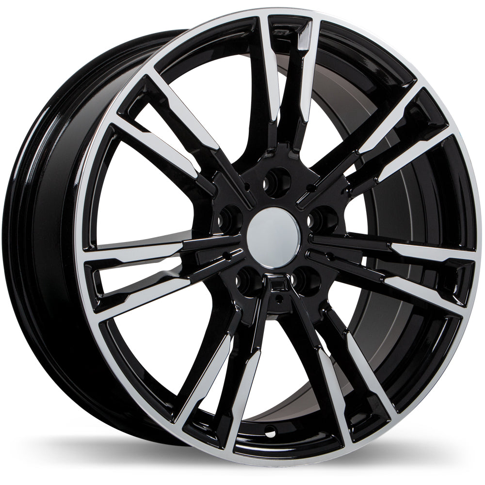 Replika R231 Gloss Black with Machined Face 19x8.5 +25 5x112mm 66.6mm