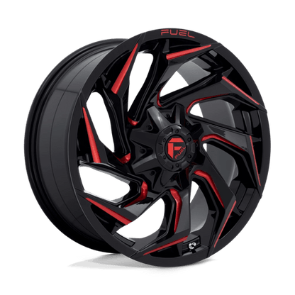 Fuel Offroad D755 REACTION Gloss Black Milled W/ Red Tint 20x9 +20 8x180mm 124.2mm