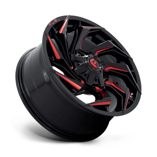 Fuel Offroad D755 REACTION Gloss Black Milled W/ Red Tint 20x9 +20 8x180mm 124.2mm
