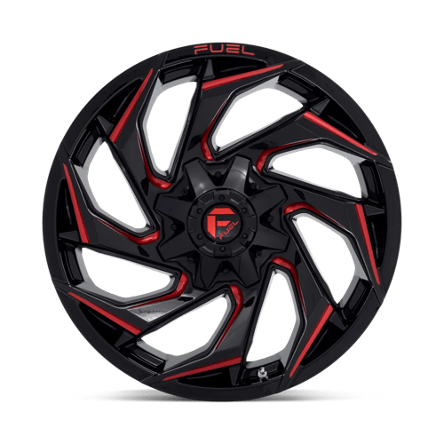 Fuel Offroad D755 REACTION Gloss Black Milled W/ Red Tint 20x9 +20 8x180mm 124.2mm