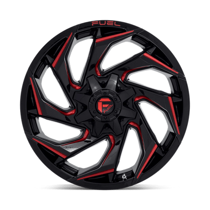 Fuel Offroad D755 REACTION Gloss Black Milled W/ Red Tint 20x9 +20 8x180mm 124.2mm