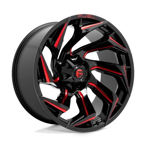 Fuel Offroad D755 REACTION Gloss Black Milled W/ Red Tint 24x12 -44 8x180mm 124.2mm
