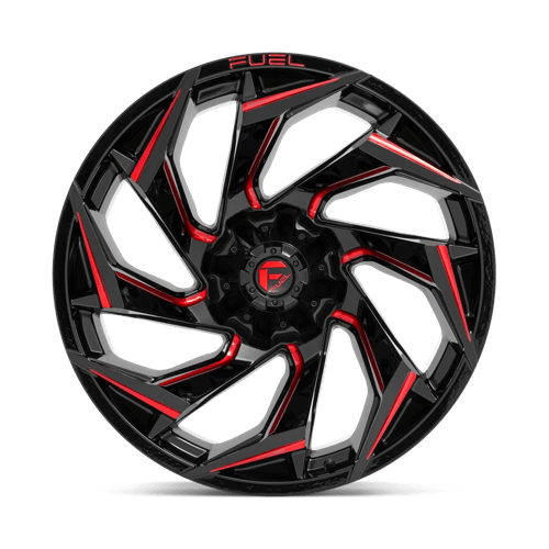 Fuel Offroad D755 REACTION Gloss Black Milled W/ Red Tint 24x12 -44 8x170mm 125.1mm