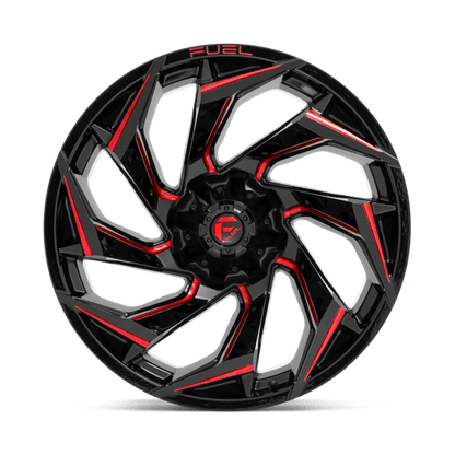 Fuel Offroad D755 REACTION Gloss Black Milled W/ Red Tint 24x12 -44 8x180mm 124.2mm