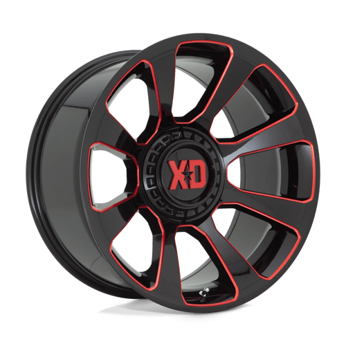 XD Series XD854 REACTOR Gloss Black Milled W/ Red Tint 20x10 -18 6x135|6x139.7mm 106.1mm