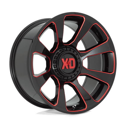 XD Series XD854 REACTOR Gloss Black Milled W/ Red Tint 20x9 0 5x127|5x139.7mm 78.1mm